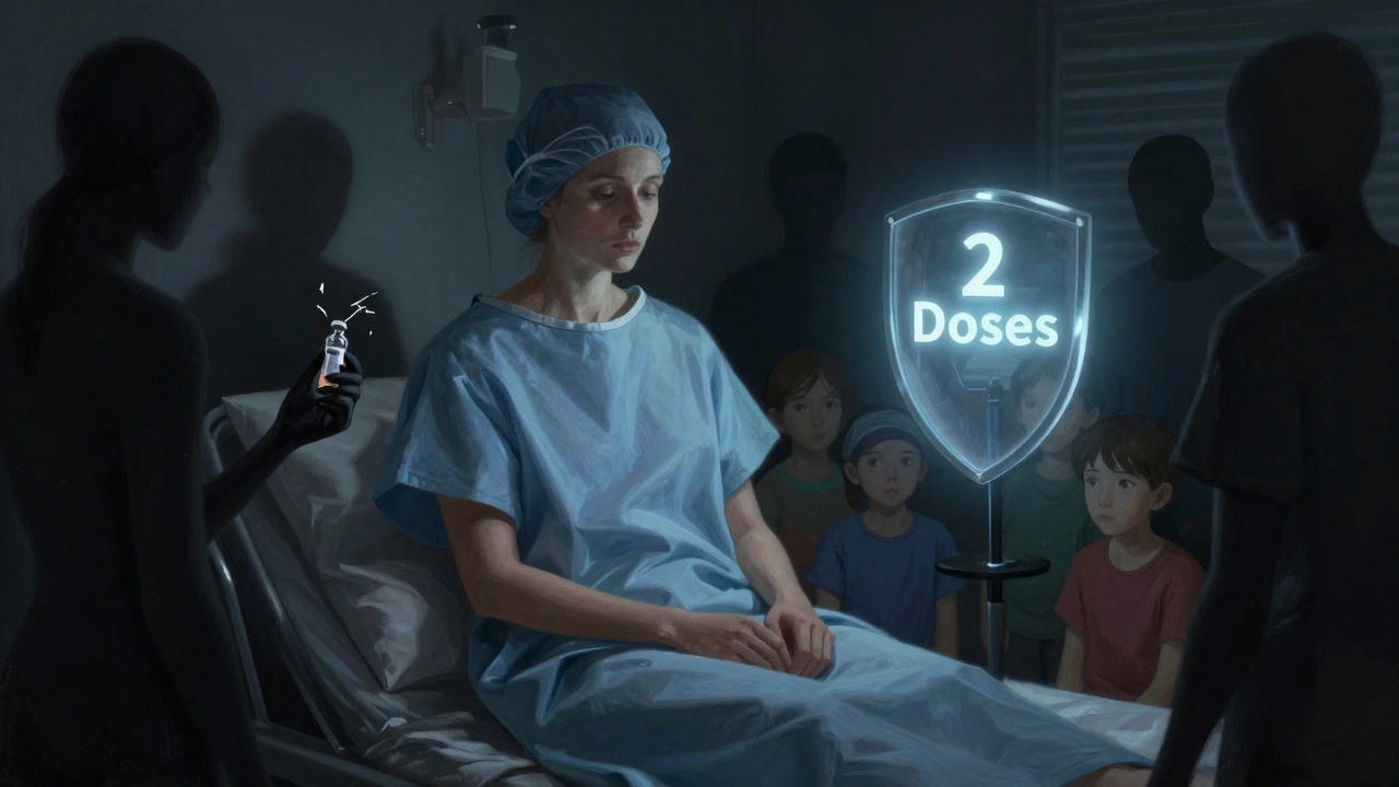 Dospělý v nemocnici s ochranným štítem očkování proti stínu nezakládaných lidí.