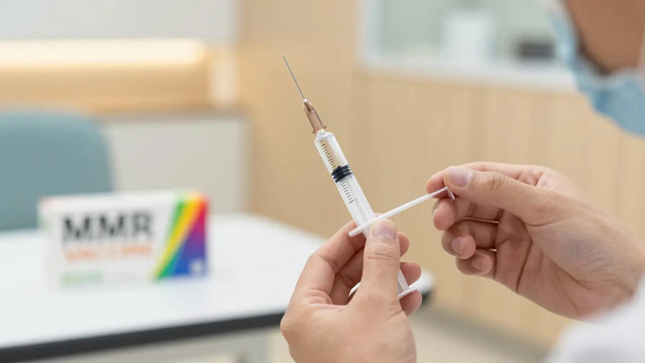 Lékařská jehla s vakcínou v klinickém prostředí